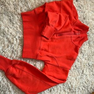 Cropped mock heck half-zip sweatshirt